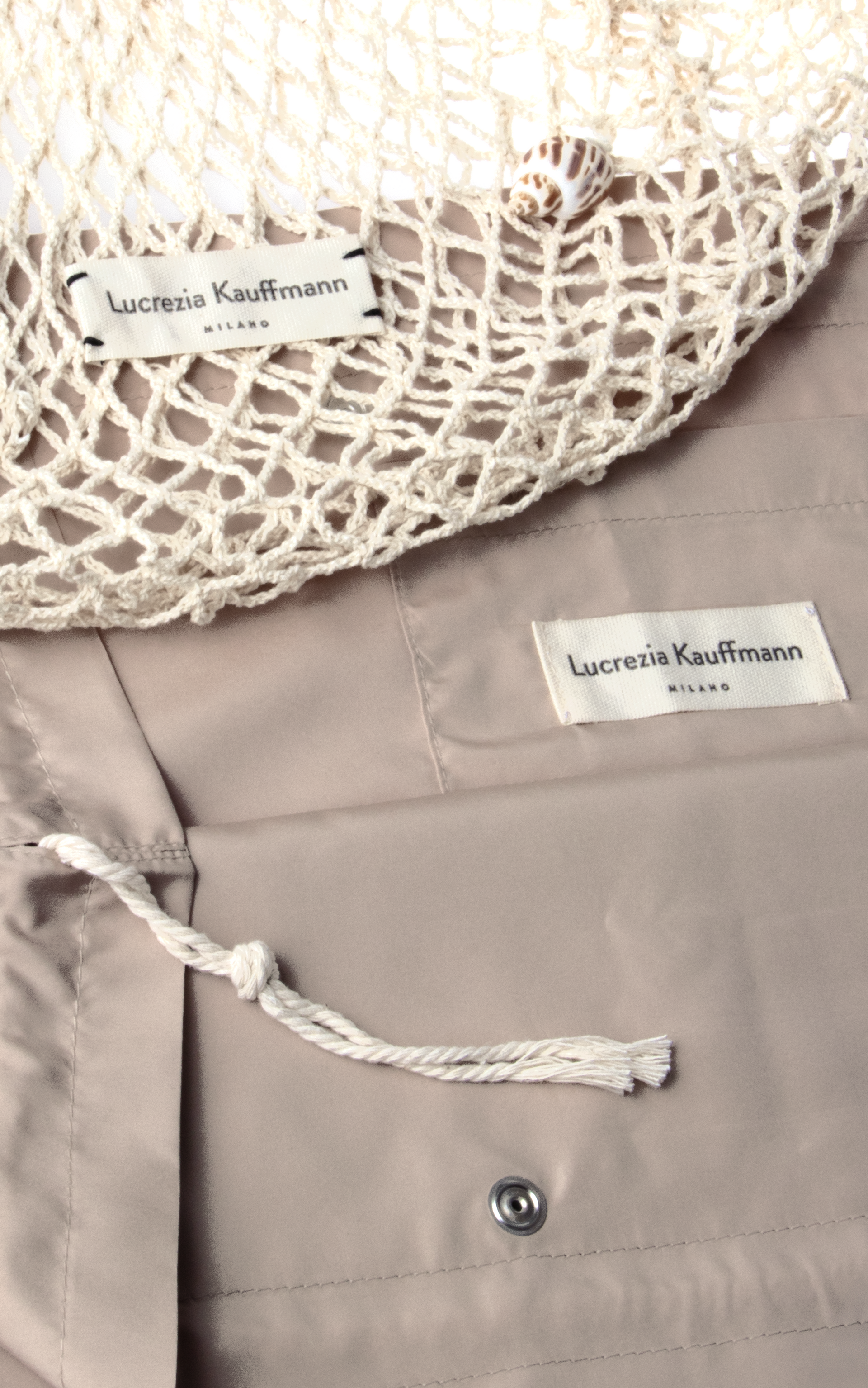 Dettaglio della borsa a rete LKplage LucreziaKauffmann colore nomad